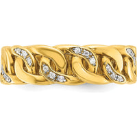 14K Yellow Gold Men's Link Design Diamond Ring with Sparkling Diamonds by IBGoodman
