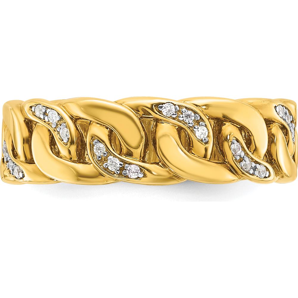 14K Yellow Gold Men's Link Design Diamond Ring with Sparkling Diamonds by IBGoodman