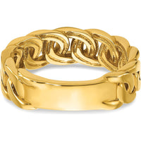 14K Yellow Gold Men's Link Design Diamond Ring with Sparkling Diamonds by IBGoodman