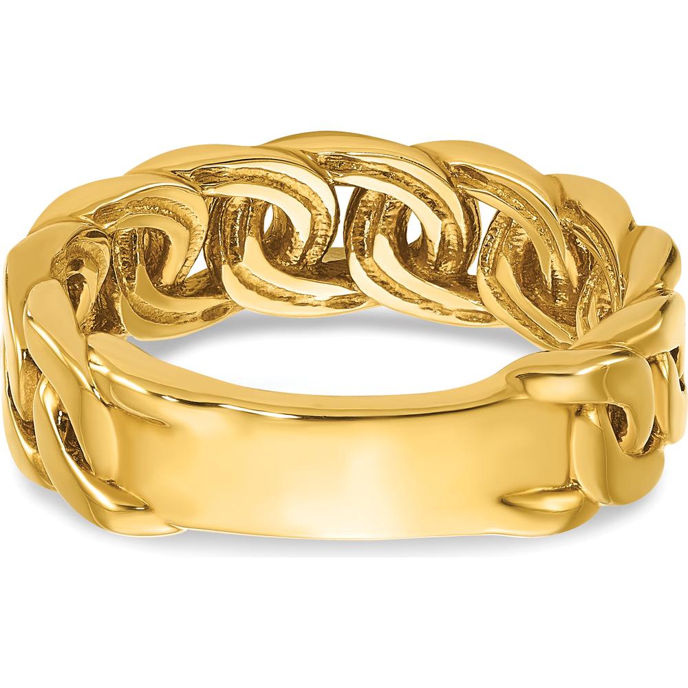 14K Yellow Gold Men's Link Design Diamond Ring with Sparkling Diamonds by IBGoodman