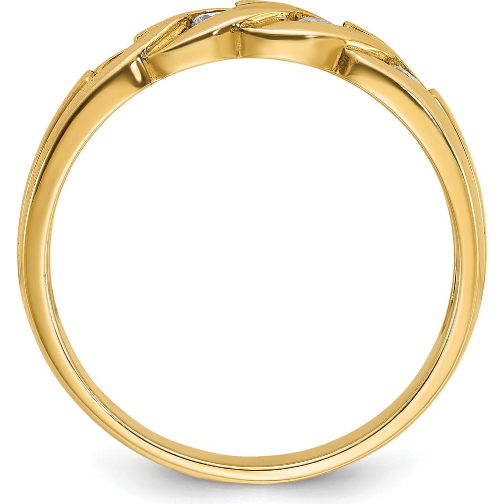 14K Yellow Gold Men's Link Design Ring with 1/4 Carat Round Diamonds - 0.07 Carats Total Diamond Weight by IBGoodman