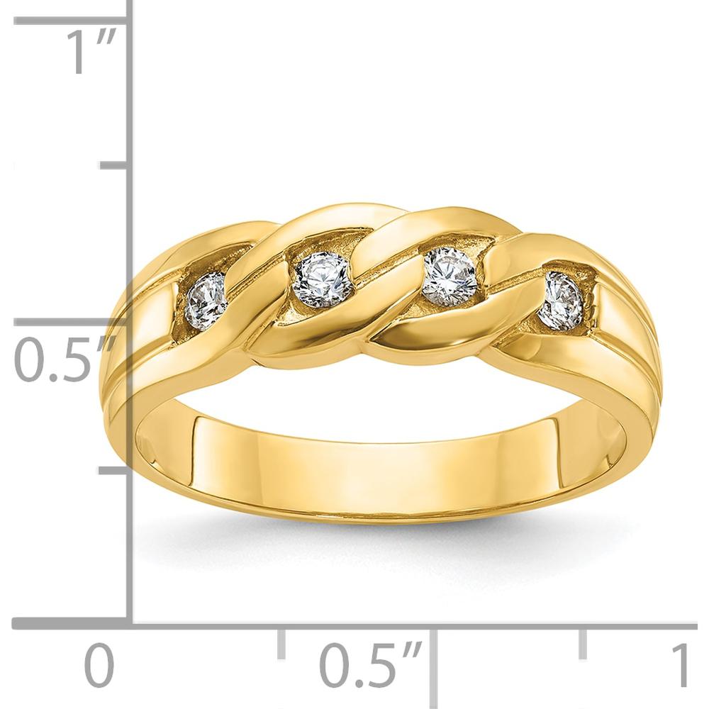 14K Yellow Gold Men's Link Design Ring with 1/4 Carat Round Diamonds - 0.07 Carats Total Diamond Weight by IBGoodman