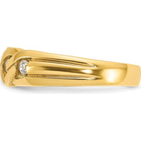14K Yellow Gold Men's Link Design Ring with 1/4 Carat Round Diamonds - 0.07 Carats Total Diamond Weight by IBGoodman