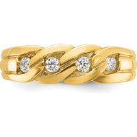 14K Yellow Gold Men's Link Design Ring with 1/4 Carat Round Diamonds - 0.07 Carats Total Diamond Weight by IBGoodman