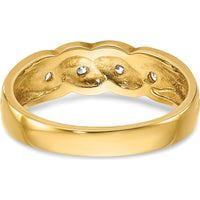 14K Yellow Gold Men's Link Design Ring with 1/4 Carat Round Diamonds - 0.07 Carats Total Diamond Weight by IBGoodman