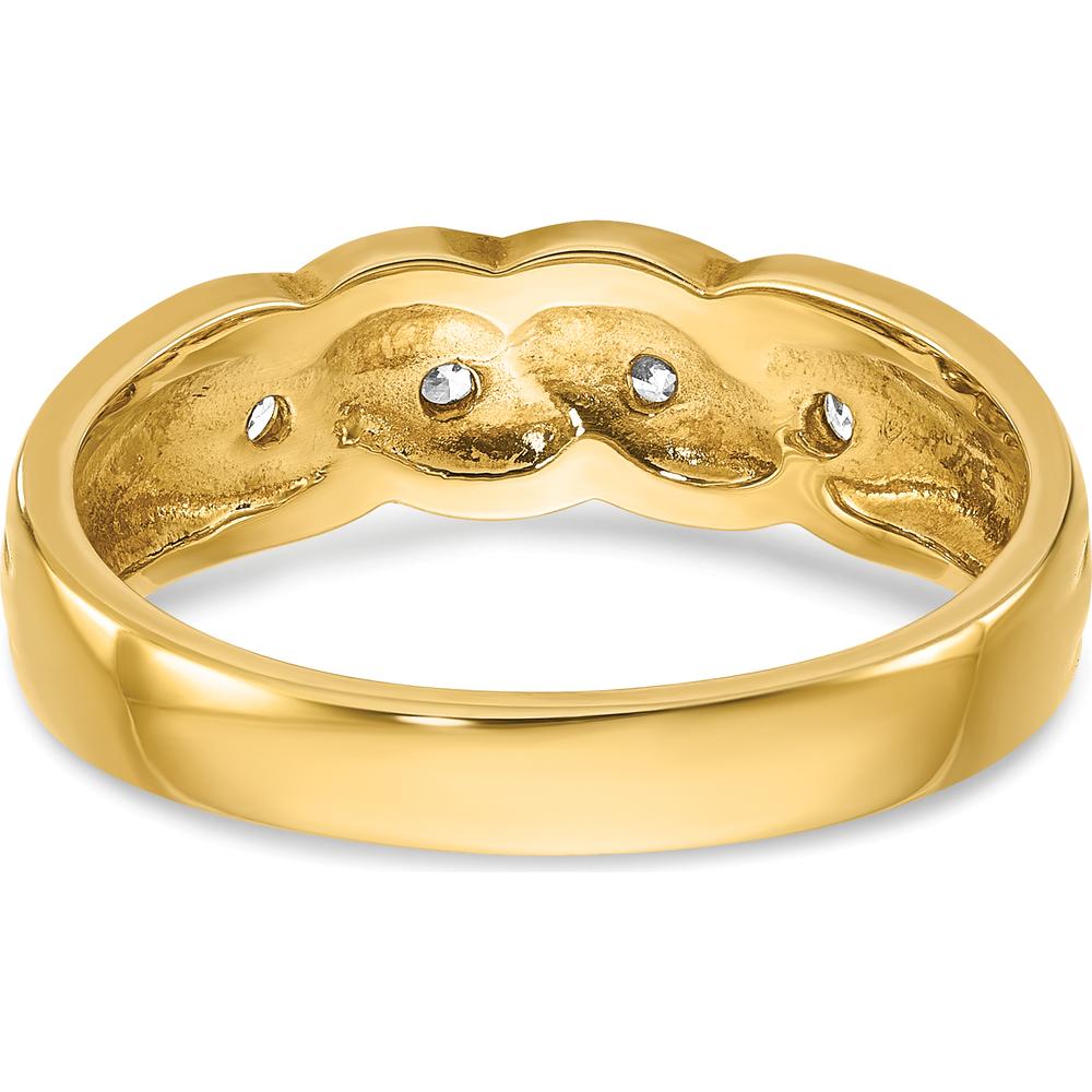 14K Yellow Gold Men's Link Design Ring with 1/4 Carat Round Diamonds - 0.07 Carats Total Diamond Weight by IBGoodman