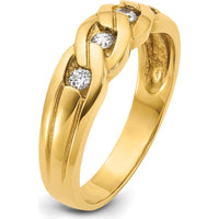 14K Yellow Gold Men's Link Design Ring with 1/4 Carat Round Diamonds - 0.07 Carats Total Diamond Weight by IBGoodman
