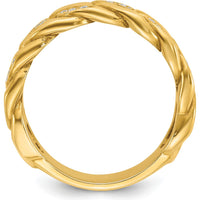 14K Yellow Gold Men's Link Design Ring with 1/8 Carat Diamonds by IBGoodman