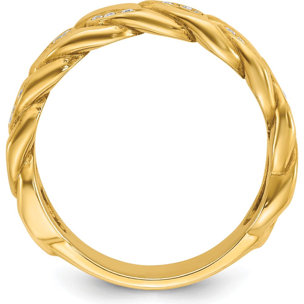 14K Yellow Gold Men's Link Design Ring with 1/8 Carat Diamonds by IBGoodman