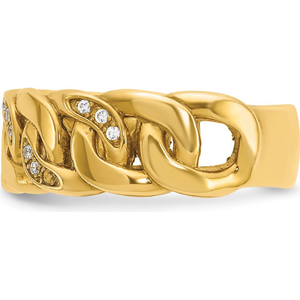 14K Yellow Gold Men's Link Design Ring with 1/8 Carat Diamonds by IBGoodman