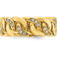 14K Yellow Gold Men's Link Design Ring with 1/8 Carat Diamonds by IBGoodman