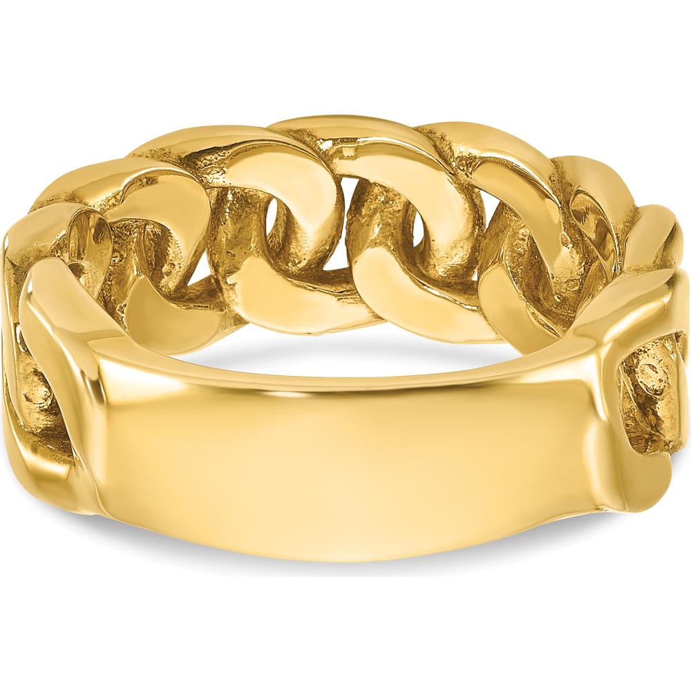 14K Yellow Gold Men's Link Design Ring with 1/8 Carat Diamonds by IBGoodman