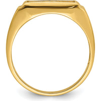 14K Yellow Gold Men's Masonic Ring Mounting with Polished Finish - 12x10mm Rectangle Slot by Monteluci Fine Jewelry