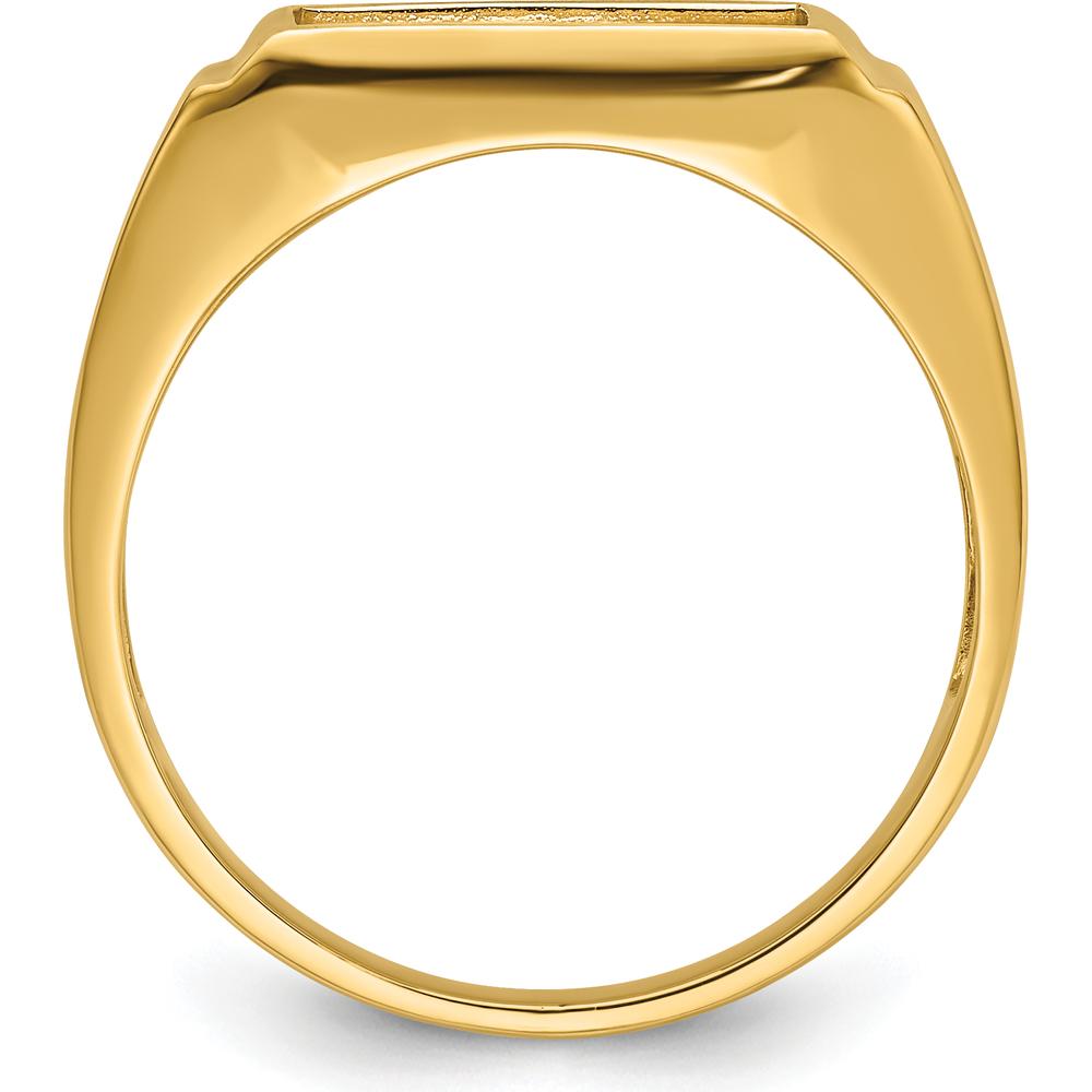 14K Yellow Gold Men's Masonic Ring Mounting with Polished Finish - 12x10mm Rectangle Slot by Monteluci Fine Jewelry