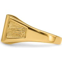 14K Yellow Gold Men's Masonic Ring Mounting with Polished Finish - 12x10mm Rectangle Slot by Monteluci Fine Jewelry