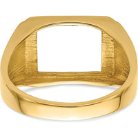 14K Yellow Gold Men's Masonic Ring Mounting with Polished Finish - 12x10mm Rectangle Slot by Monteluci Fine Jewelry