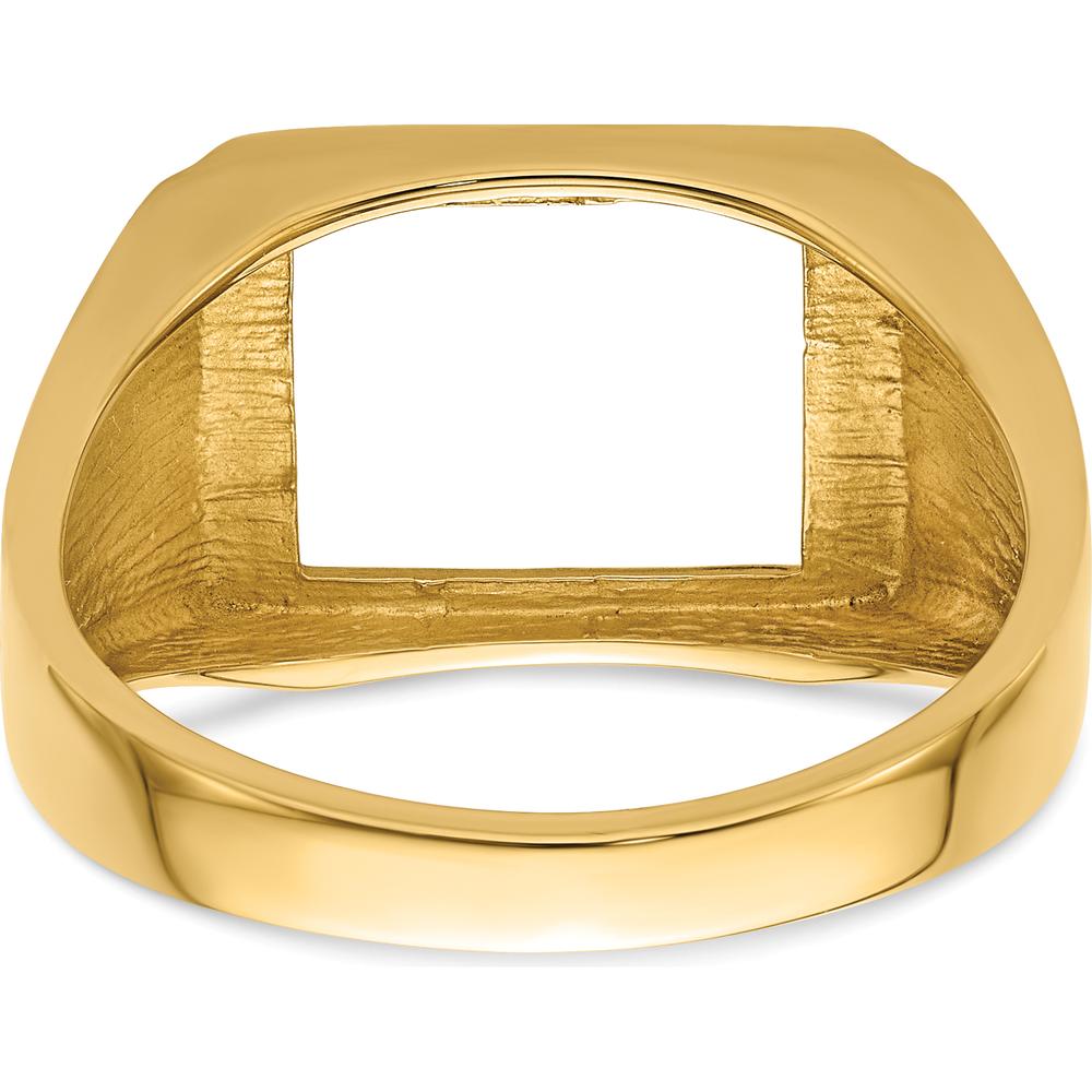 14K Yellow Gold Men's Masonic Ring Mounting with Polished Finish - 12x10mm Rectangle Slot by Monteluci Fine Jewelry