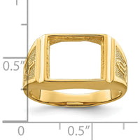 14K Yellow Gold Men's Masonic Ring Mounting with Polished Finish - 12x10mm Rectangle Slot by Monteluci Fine Jewelry