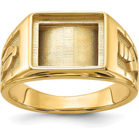 14K Yellow Gold Men's Masonic Ring Mounting with Rectangle Stone Setting by IBGoodman
