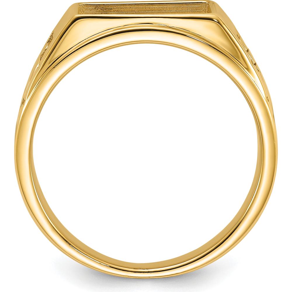 14K Yellow Gold Men's Masonic Ring Mounting with Rectangle Stone Setting by IBGoodman