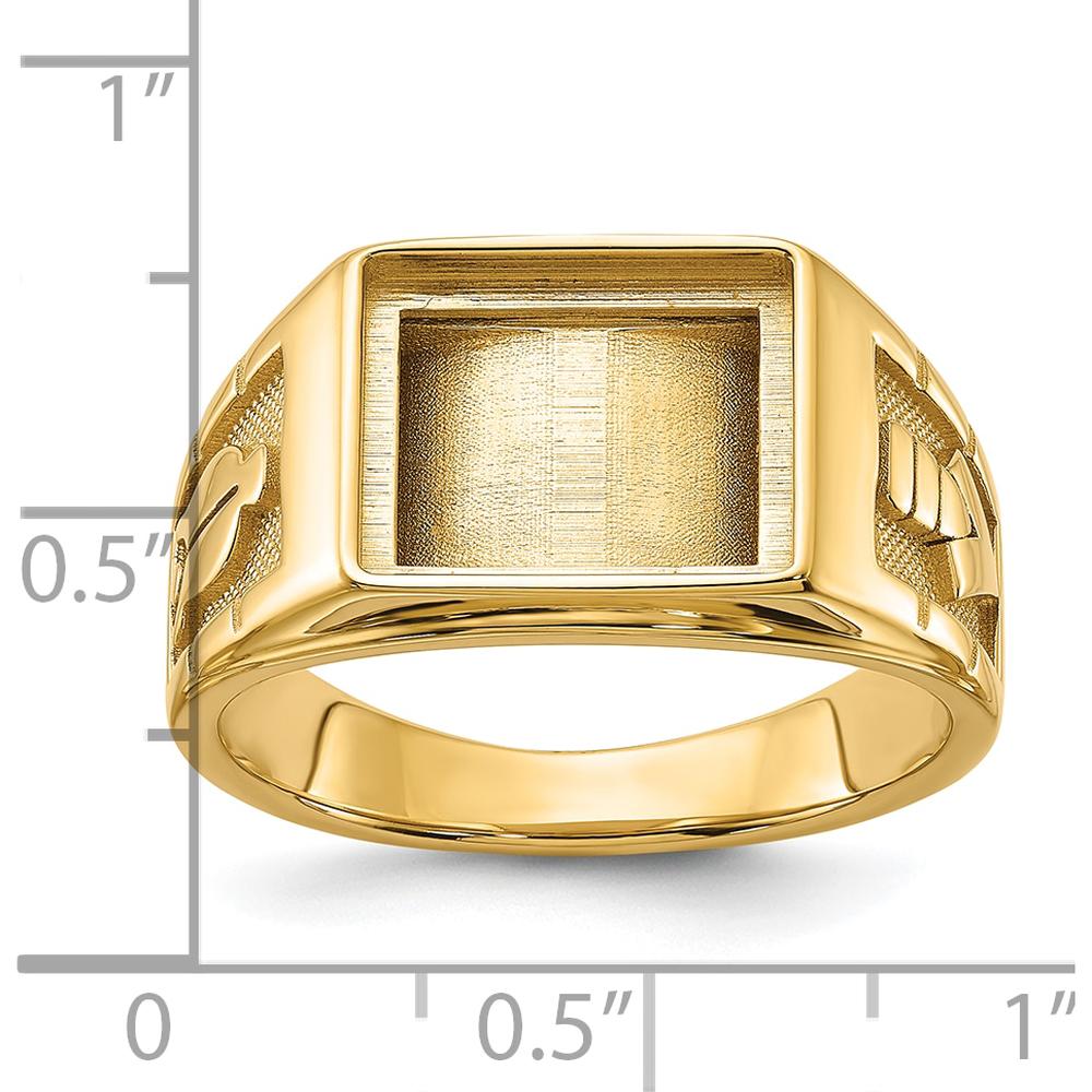14K Yellow Gold Men's Masonic Ring Mounting with Rectangle Stone Setting by IBGoodman