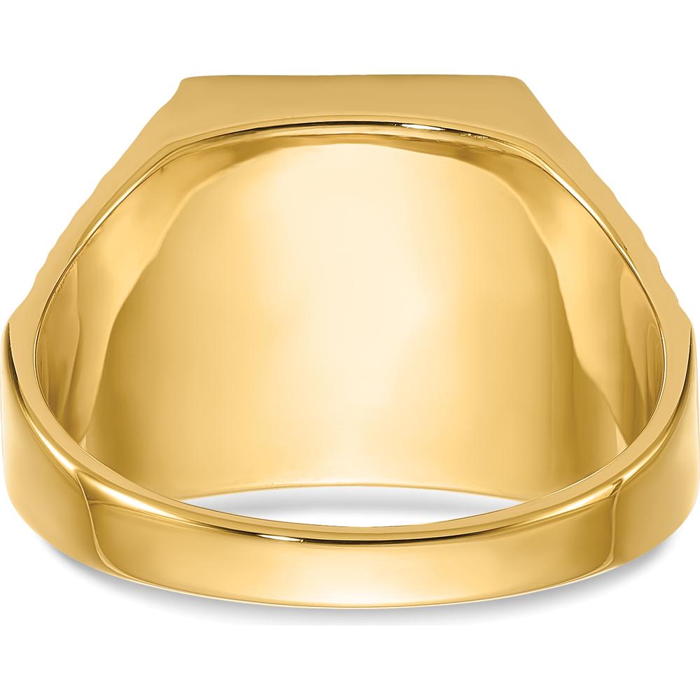 14K Yellow Gold Men's Masonic Ring with 12x10mm Cushion-Cut Imitation Blue Spinel by IBGoodman