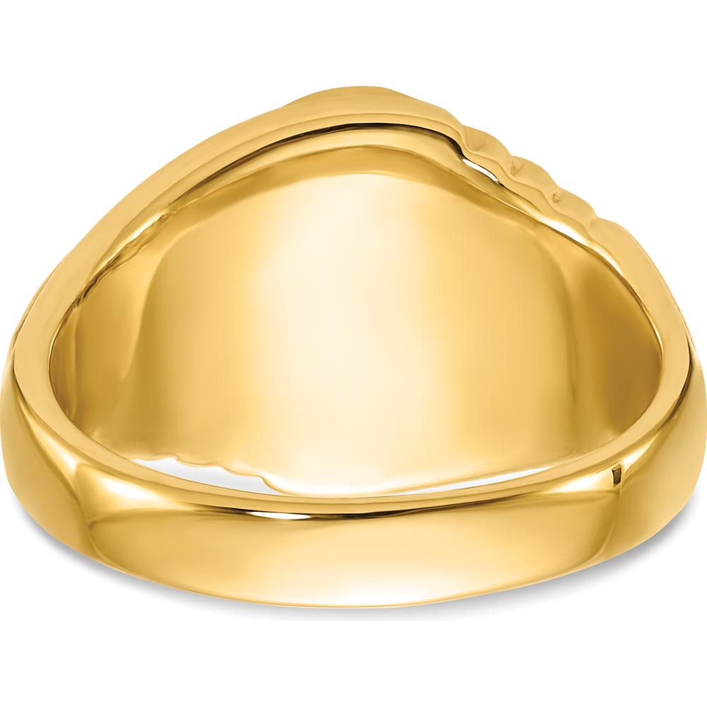 14K Yellow Gold Men's Masonic Ring with 12x10mm Oval Black Onyx Center by IBGoodman