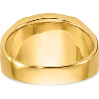 14K Yellow Gold Men's Masonic Ring with Cushion-Shaped Lab-Created Blue Spinel by IBGoodman