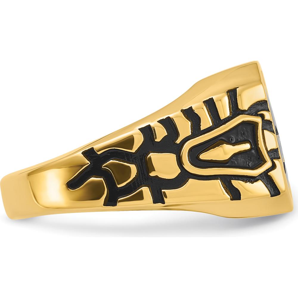 14K Yellow Gold Men's Masonic Ring with Imitation Blue Spinel - 12x10mm Octagon Shape by IBGoodman