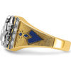 14K Yellow Gold Men's Masonic Ring with Round White Diamonds - 0.15 Carats Total Diamond Weight by IBGoodman