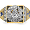 14K Yellow Gold Men's Masonic Ring with Round White Diamonds - 0.15 Carats Total Diamond Weight by IBGoodman