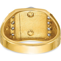 14K Yellow Gold Men's Masonic Ring with Round White Diamonds - 0.15 Carats Total Diamond Weight by IBGoodman
