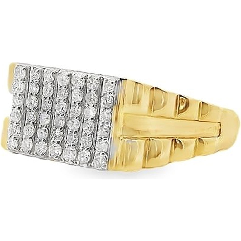 14K Yellow Gold Men's Multi-Row Band with Bead Set Round Diamonds - 0.63 Carat Total Diamond Weight by Auriventus
