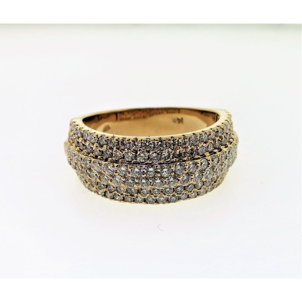 14K Yellow Gold Men's Multi-Row Band with Prong-Set Round Diamonds - 2.10 Carat Total Diamond Weight by Auriventus