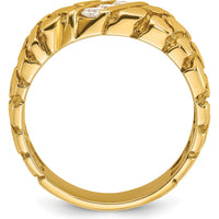 14K Yellow Gold Men's Nugget Band Ring with 0.09 Carats Total Diamond Accent - Faceted Round Diamonds by IBGoodman
