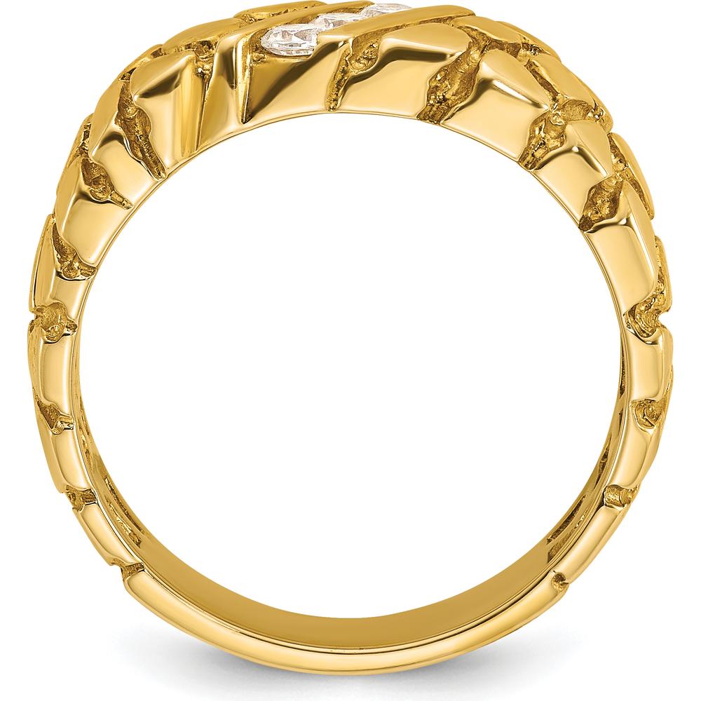 14K Yellow Gold Men's Nugget Band Ring with 0.09 Carats Total Diamond Accent - Faceted Round Diamonds by IBGoodman