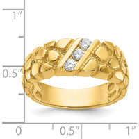 14K Yellow Gold Men's Nugget Band Ring with 0.09 Carats Total Diamond Accent - Faceted Round Diamonds by IBGoodman