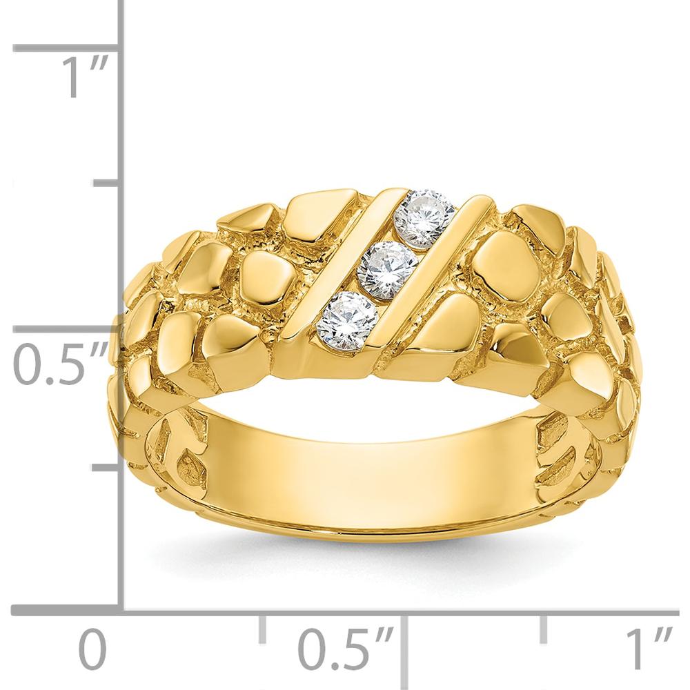 14K Yellow Gold Men's Nugget Band Ring with 0.09 Carats Total Diamond Accent - Faceted Round Diamonds by IBGoodman