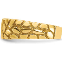 14K Yellow Gold Men's Nugget Band Ring with 0.09 Carats Total Diamond Accent - Faceted Round Diamonds by IBGoodman