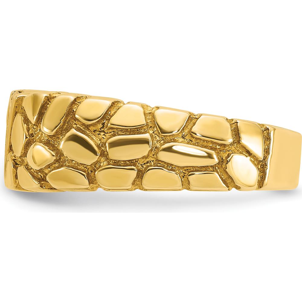 14K Yellow Gold Men's Nugget Band Ring with 0.09 Carats Total Diamond Accent - Faceted Round Diamonds by IBGoodman