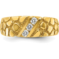 14K Yellow Gold Men's Nugget Band Ring with 0.09 Carats Total Diamond Accent - Faceted Round Diamonds by IBGoodman