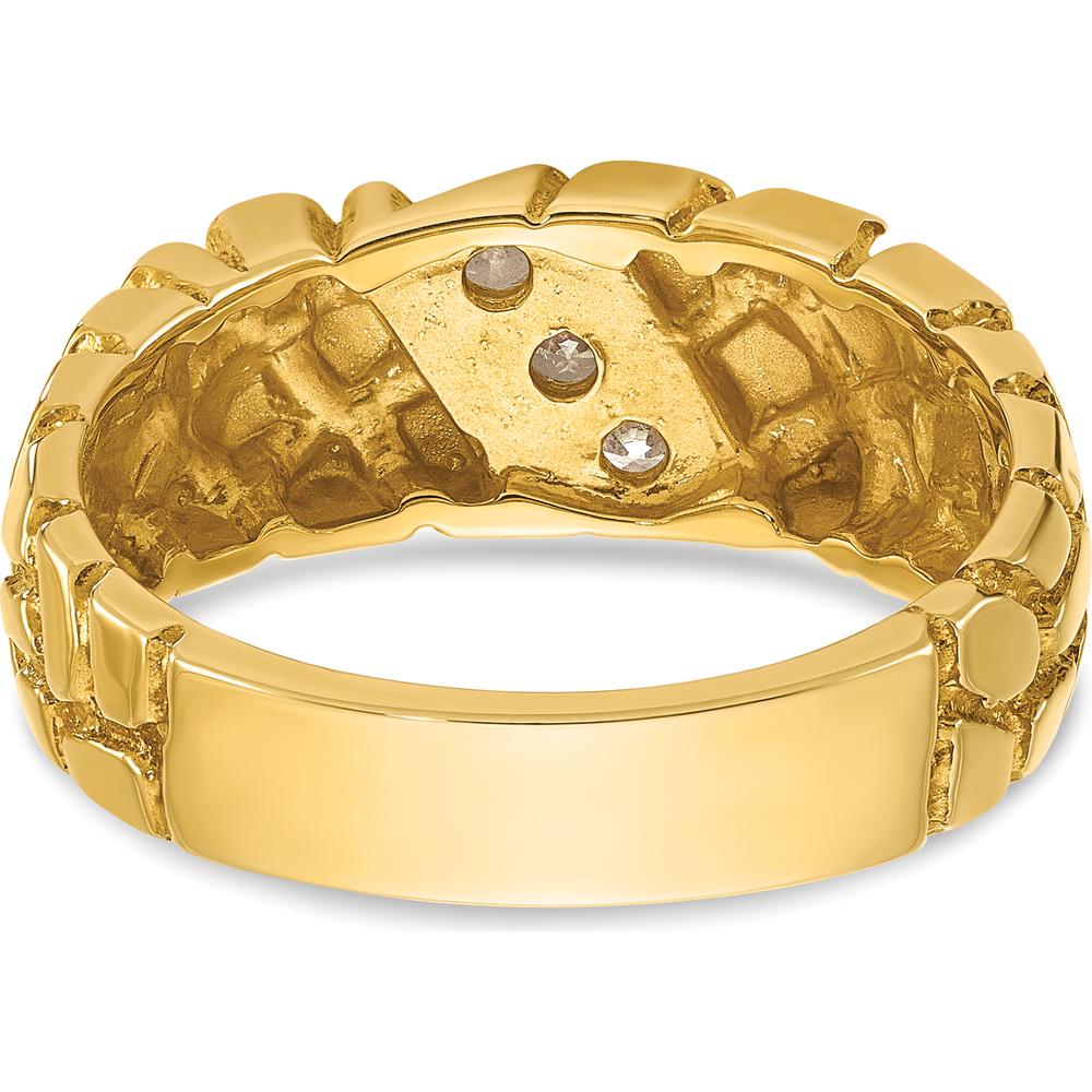 14K Yellow Gold Men's Nugget Band Ring with 0.09 Carats Total Diamond Accent - Faceted Round Diamonds by IBGoodman