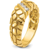 14K Yellow Gold Men's Nugget Band Ring with 0.09 Carats Total Diamond Accent - Faceted Round Diamonds by IBGoodman
