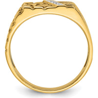14K Yellow Gold Men's Nugget Ring with Channel Set Diamonds - 0.15 Carats Total Diamond Weight by IBGoodman