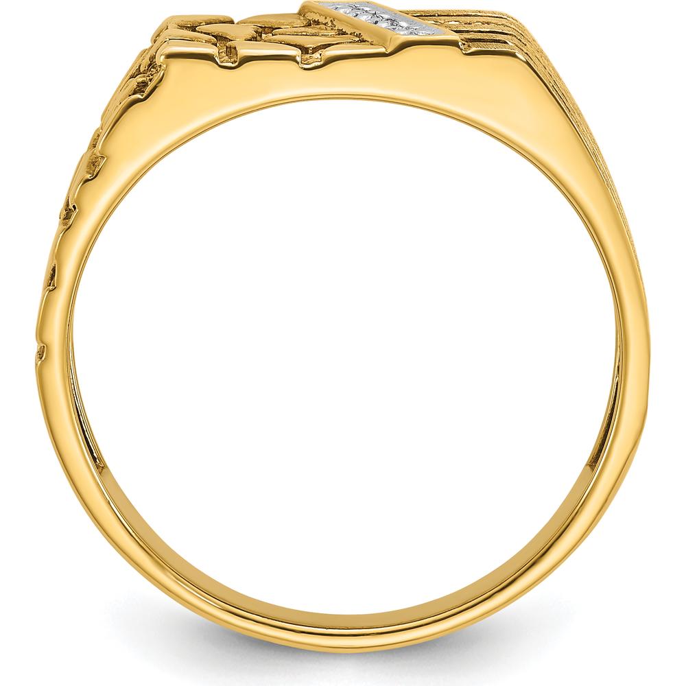 14K Yellow Gold Men's Nugget Ring with Channel Set Diamonds - 0.15 Carats Total Diamond Weight by IBGoodman