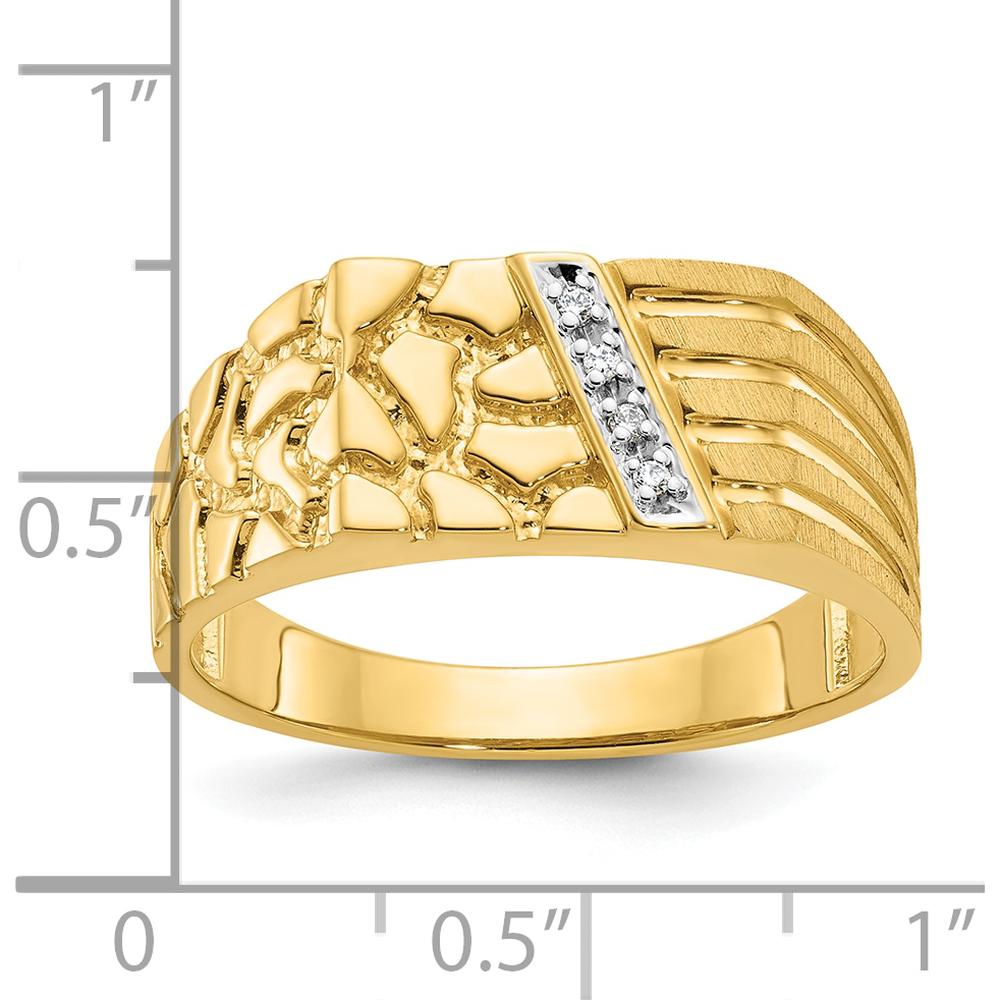 14K Yellow Gold Men's Nugget Ring with Channel Set Diamonds - 0.15 Carats Total Diamond Weight by IBGoodman