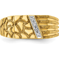 14K Yellow Gold Men's Nugget Ring with Channel Set Diamonds - 0.15 Carats Total Diamond Weight by IBGoodman