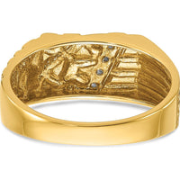 14K Yellow Gold Men's Nugget Ring with Channel Set Diamonds - 0.15 Carats Total Diamond Weight by IBGoodman