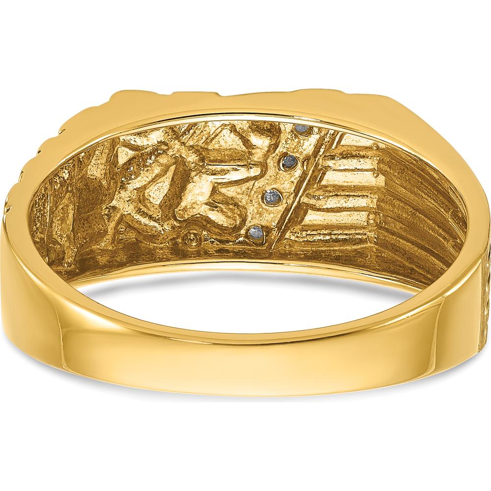 14K Yellow Gold Men's Nugget Ring with Channel Set Diamonds - 0.15 Carats Total Diamond Weight by IBGoodman