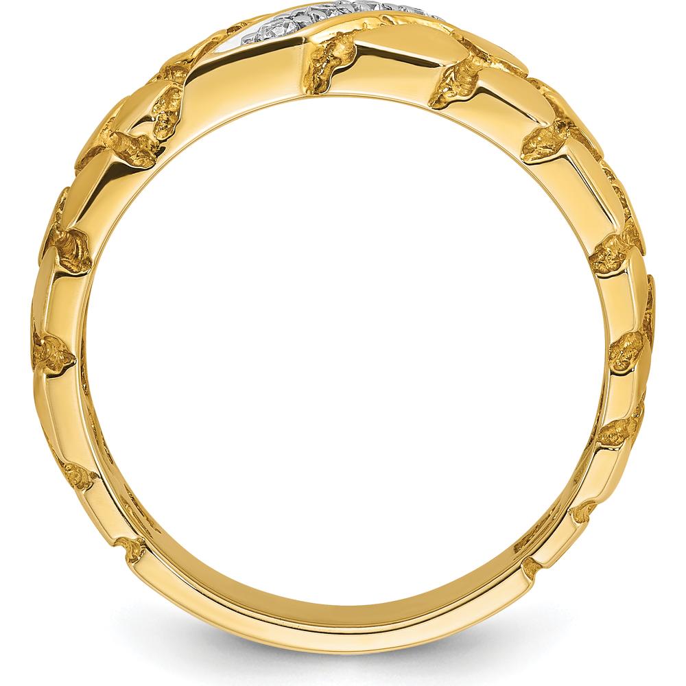 14K Yellow Gold Men's Nugget Ring with Diamond Accents - 0.12 Carats Total Diamond Weight by IBGoodman